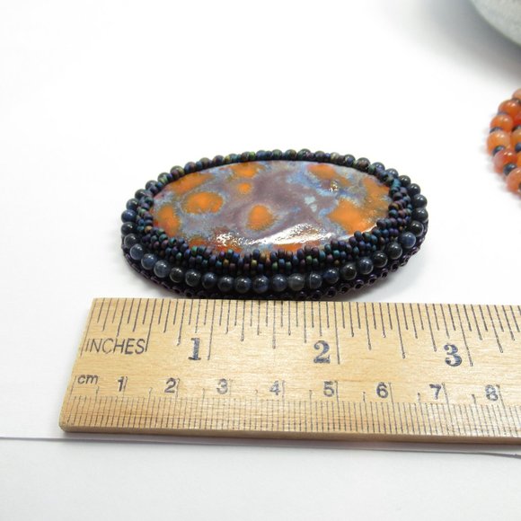 Artisan Cabochon Necklace on Carnelian and Sodalite - Picture 10 of 13